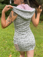 Organic Cotton Grey Cowl Hooded Dress with Pockets