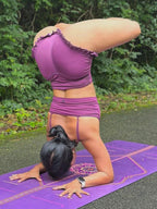Plum Ruffle Yoga Shorts: High Waist or fold top stretchy cotton women's shorts