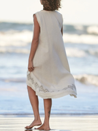 LONG BACK TRIBAL Dress - Cream - Earthy Tribal Festival Clothing