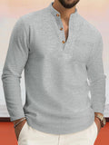Casual Comfy Waffle Henley Shirt