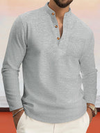 Casual Comfy Waffle Henley Shirt