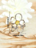 Hollow-Out Flower Two-Tone Open Ring