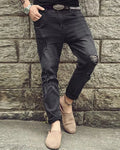 Vintage Black Washed Distressed Slim©\Tapered Denim Jeans