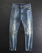 Vintage Panel Seam Biker Slim Tapered Zip©\Cuff Denim Pants