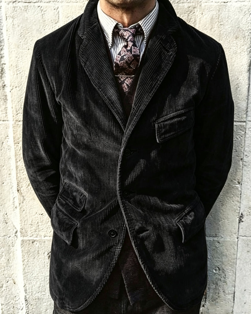 Vintage Solid Color Corduroy Single-breasted Casual Blazer