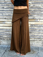 Asymmetric Wrap Waistband Wide Leg Pants