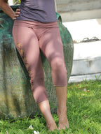 Slit Weave Leggings, Yoga Braided Capri Leggings