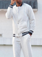 Classic Striped Trim Jacket Pants Set