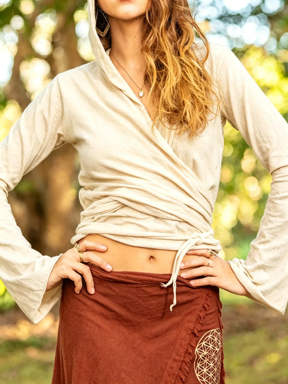 Festival Clothing, Hippy Women Top, Wrap Fairy Blouse, Wrap Hoodie Top