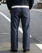 Vintage Indigo Stripes With Exposed Stitching Jeans