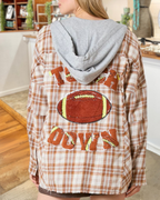 Touchdown Embroidered Plaid Hooded Jacket