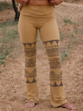 Fold Over Waist Tribal Print Flare Leggings