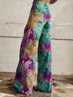 Women's Vintage Print Casual Wide Leg Pants