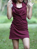 Pixie Hood Mini Dress, Backless Natural Stretch Rave Outfit, Festival Psytrance Elven Hippie Style
