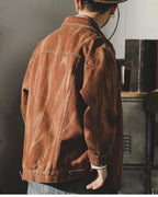 Vintage Lapel Single Breasted Denim Cargo Jacket