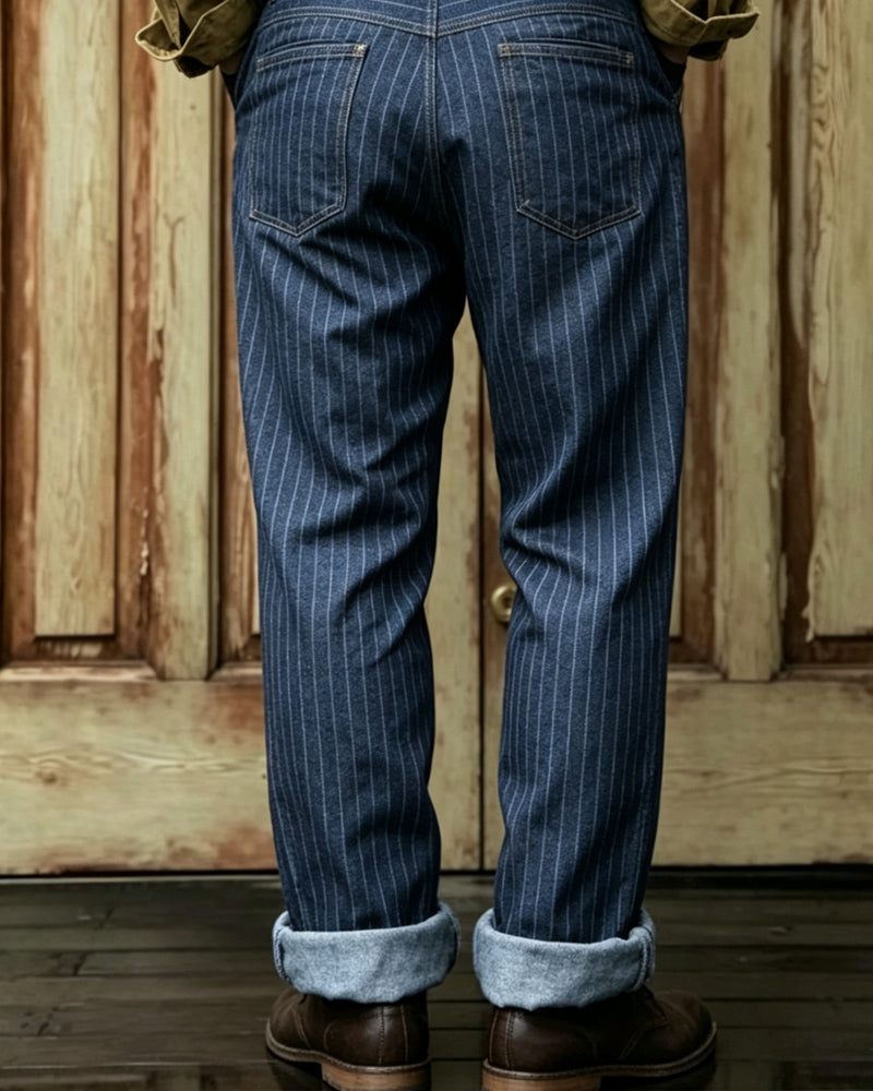 Vintage Indigo Railroad Stripe Denim Pants