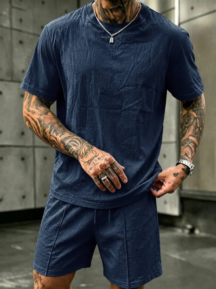 Washed Cotton 2-Piece T-Shirt & Shorts Set