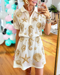 Vacation Beach Marine Life Sequin Dress