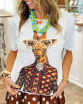 Giraffe Rhinestone Crewneck T-Shirt