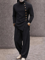 Refined Button Design Sleeveless Top and Pants Set