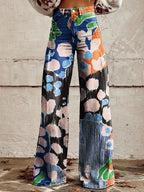Women's Vintage Print Casual Wide Leg Pants