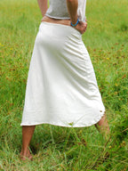 High-Low Midi Skirt with Drawstring Waist and Asymmetric Hem