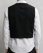 Vintage Black V-neck Single-breasted Vest