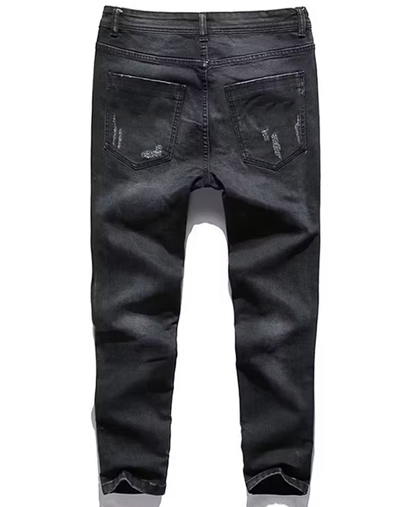 Vintage Black Washed Distressed Slim©\Tapered Denim Jeans