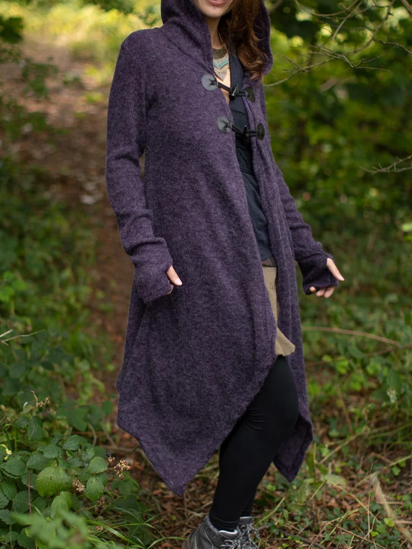 Elf Asymmetric Fairy Hooded Jacket Cardigan Purple