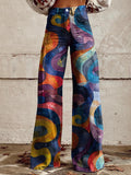 Women's colored Print Casual Wide Leg Pants