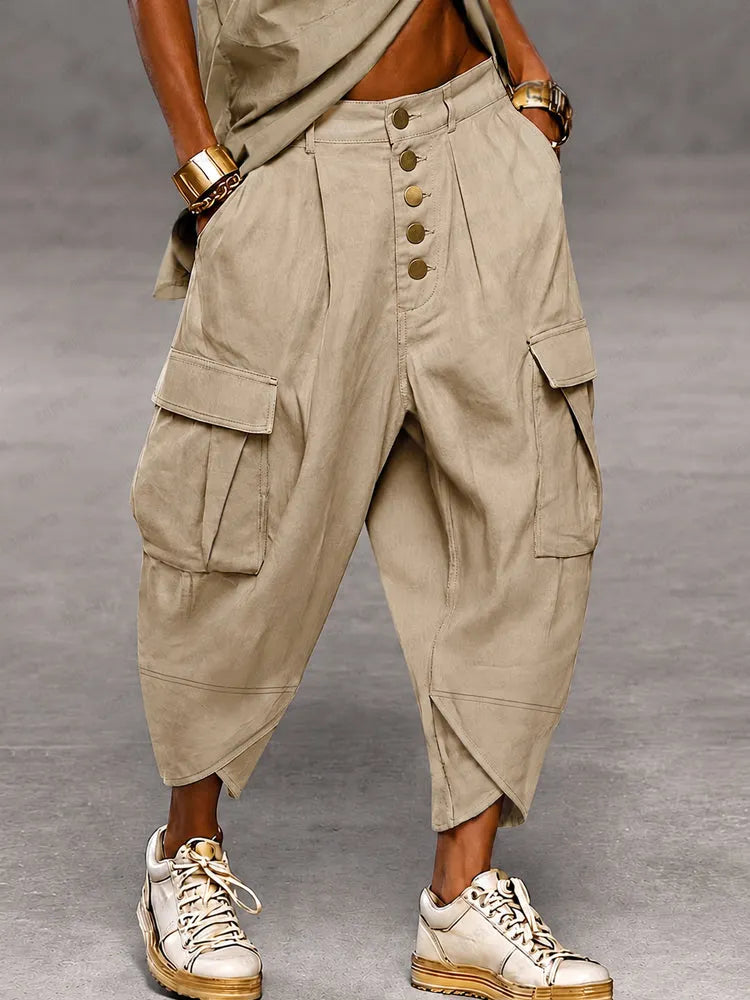 Casual Drop Crotch Cargo Harem Pants
