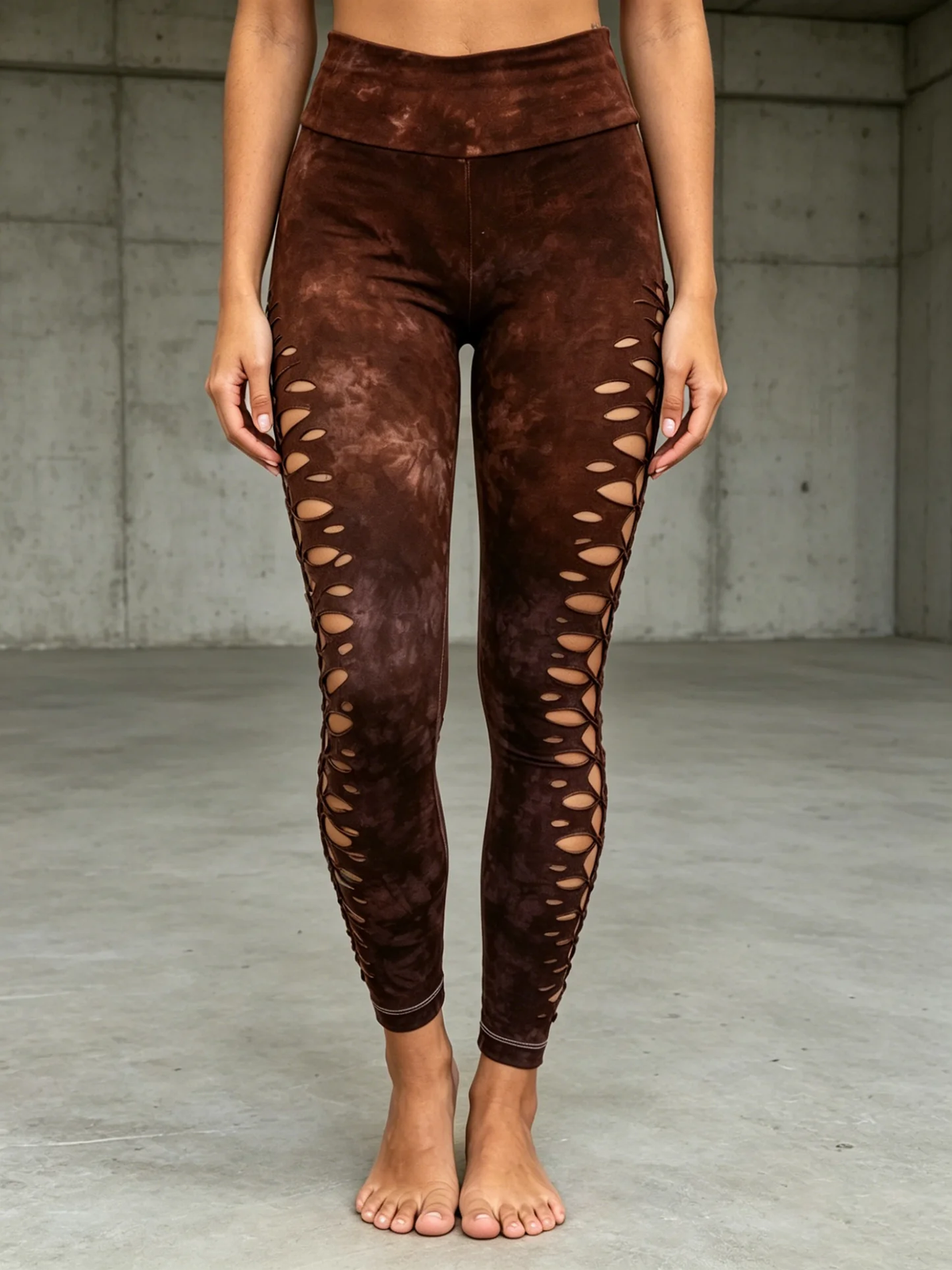Yoga Braided leggings Hand Dyed Dutch Chocolate