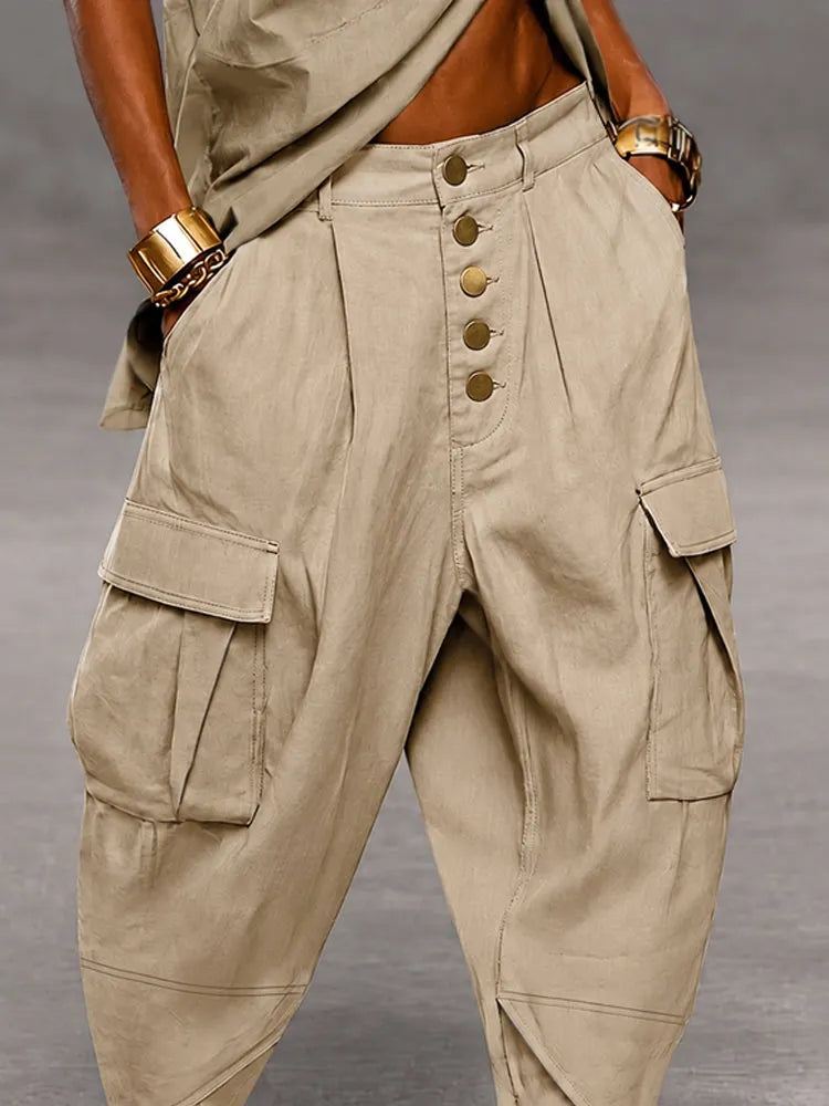 Casual Drop Crotch Cargo Harem Pants