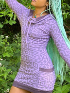 The Portal Dress - Organic Cotton Purple Cowl Hooded Dress