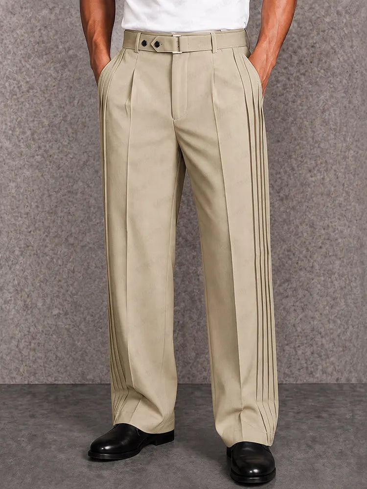 Smart Casual Pleated Wide Leg Pants