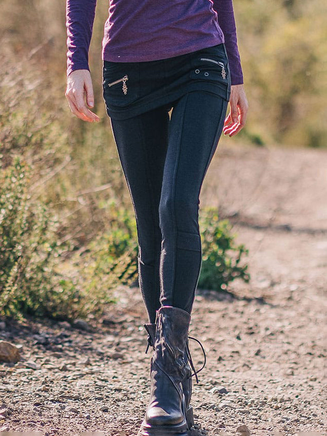 Cargo Skirt Pants 2-in-1 Slim Fit Stretch Long Leggings