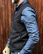 Vintage Black Multiple Pockets Vest