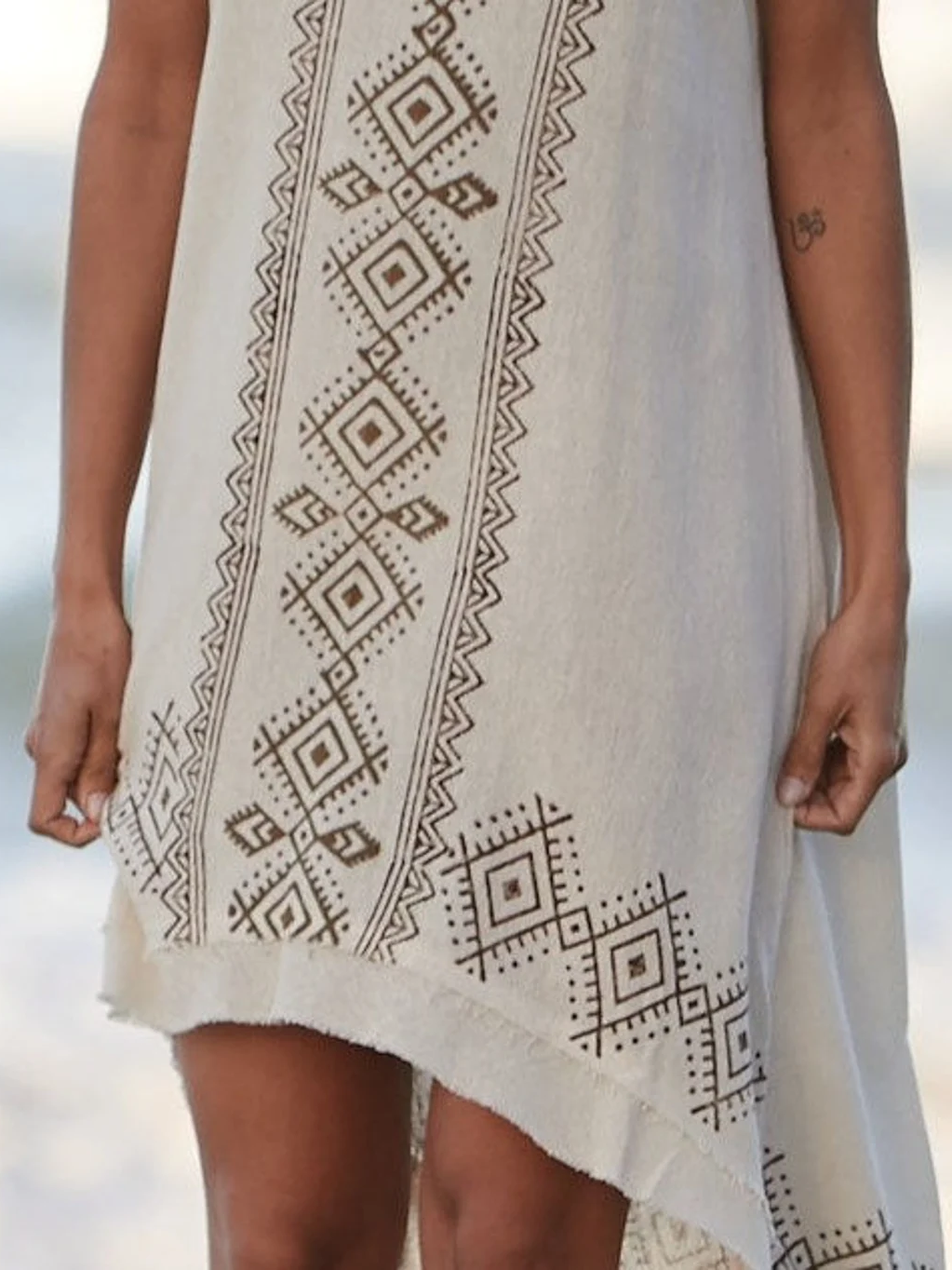 LONG BACK TRIBAL Dress - Cream - Earthy Tribal Festival Clothing