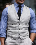 Vintage Gray Striped V-neck Vest