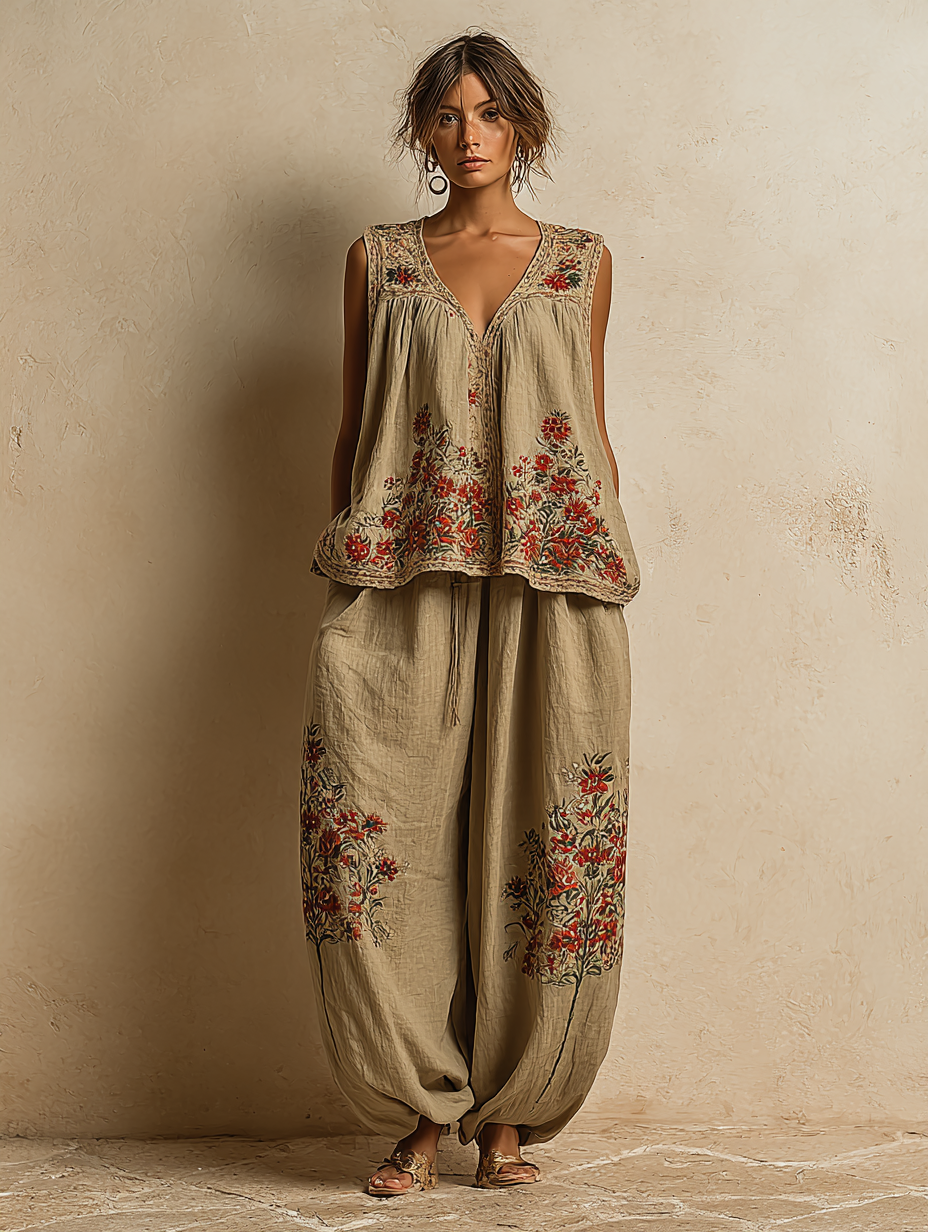 Women's Casual Elegant Linen Casual Set