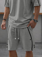 Athleisure Zipper Accent T-Shirt Shorts Set
