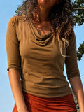 Cowl Neck Three-Quarter Sleeve Top