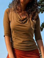 Cowl Neck Three-Quarter Sleeve Top