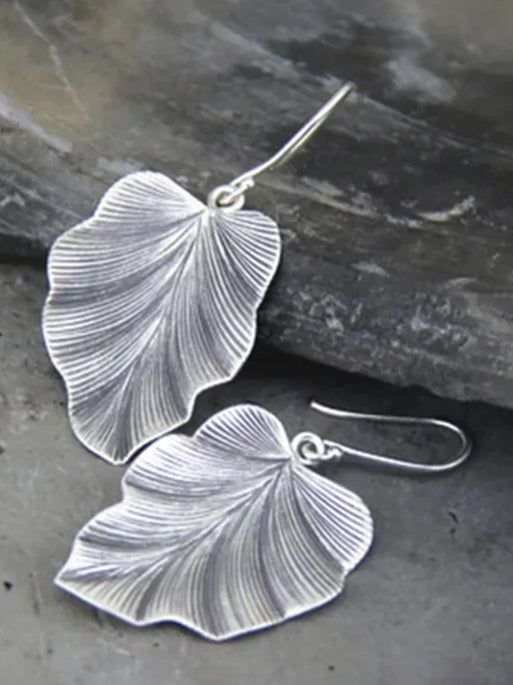 Vintage Distressed Handmade Brushed Leaf Earrings