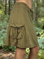 Vintage Cargo Drawstring Mini Skirt with Side Pockets