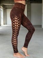 Yoga Braided leggings Hand Dyed Dutch Chocolate