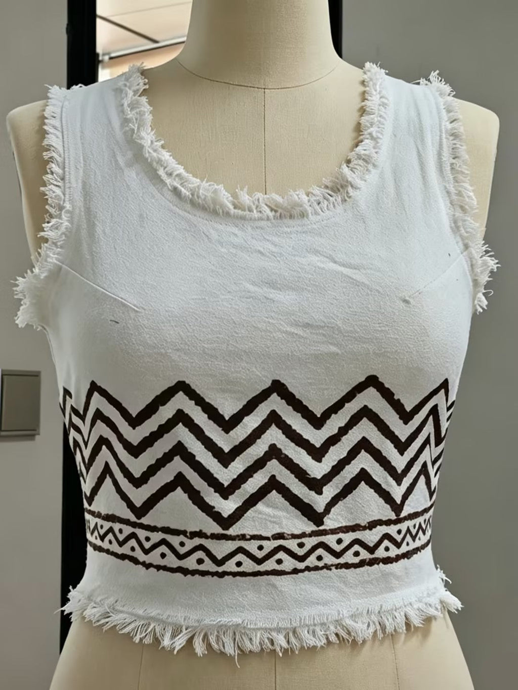 Cotton Tribal Crop Top ? Block Print Earth Top