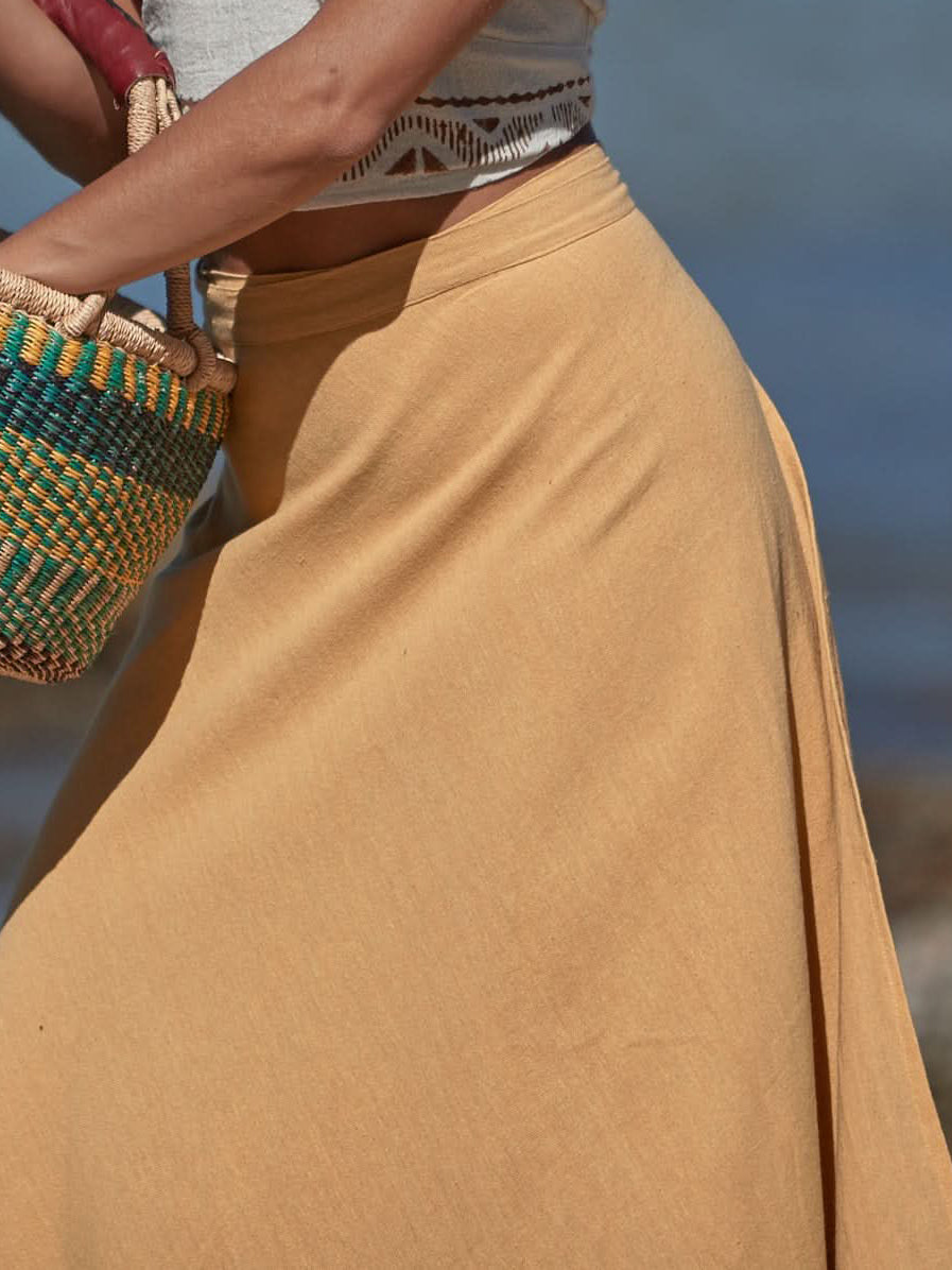 Bohemian High-Waist A-Line Full Swing Ethnic Print Floor-Length Maxi Dress