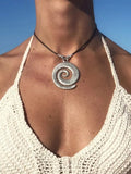 Bohemian Vintage Minimalist Ethnic Spiral Symbol Necklace