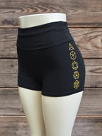 Cube Mandala High Waisted Hot Shorts - Yoga Shorts - Sacred Geometry Shorts